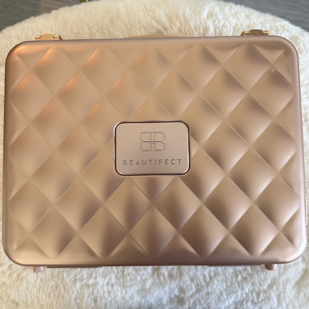 Beautifect Rose Gold Quilted Cosmetic Case